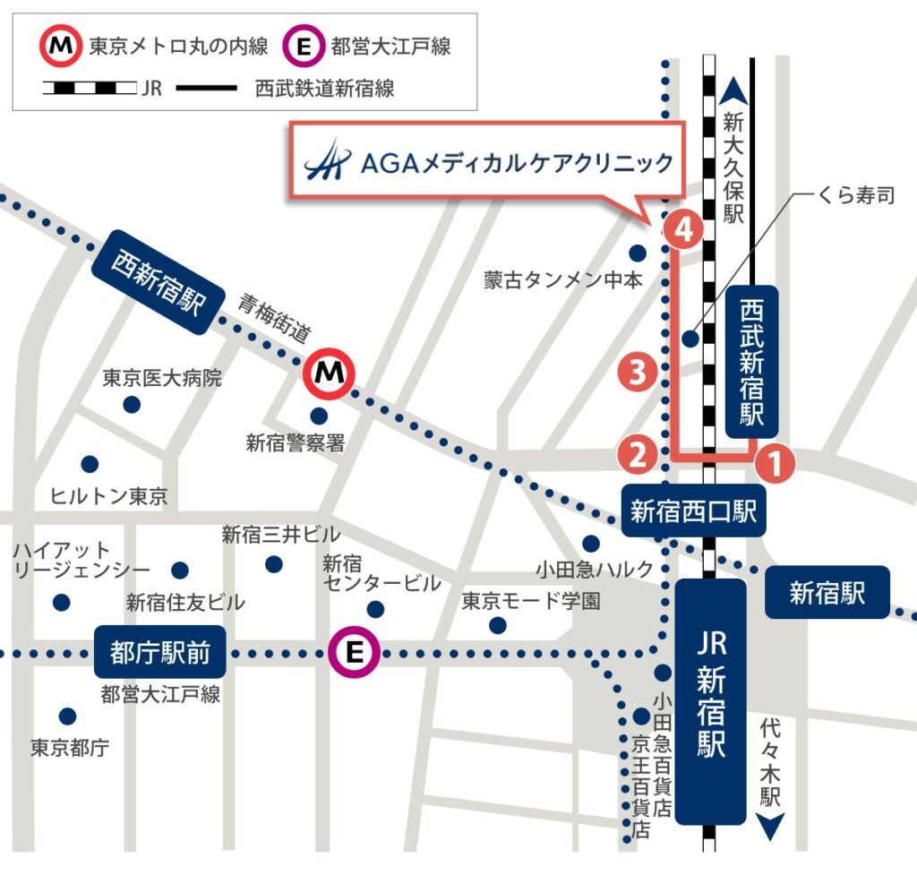 西武新宿駅からのアクセス方法(徒歩5分)